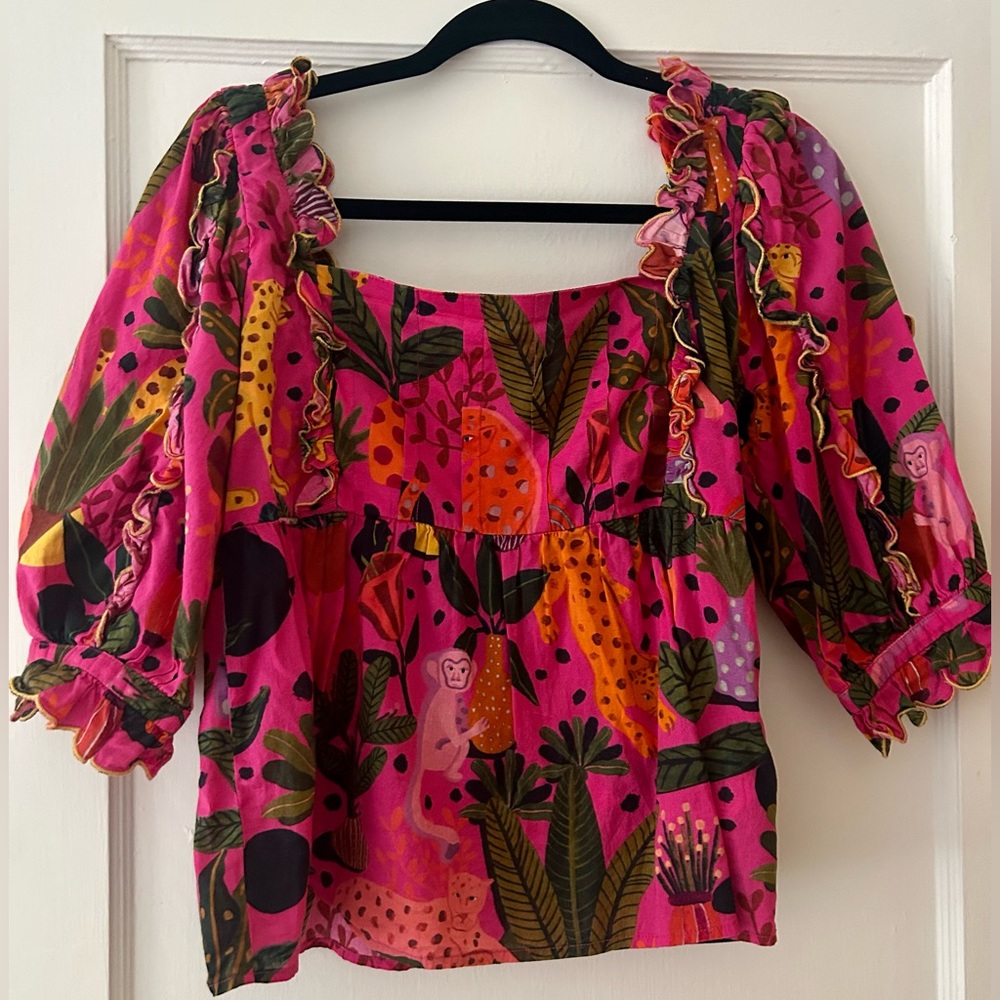 Farm Rio jungle print top